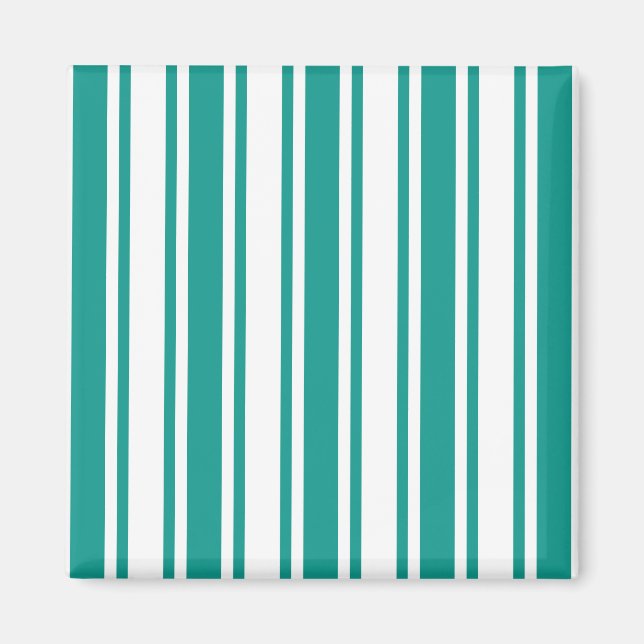 Teal and white candy stripes magnet (Front)