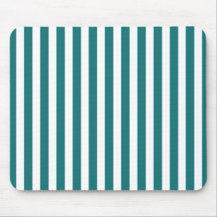Teal and white candy stripes mouse pad