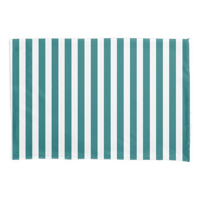 Teal and white candy stripes pillowcase (Front)