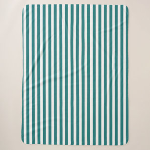 Teal and white candy stripes sherpa blanket