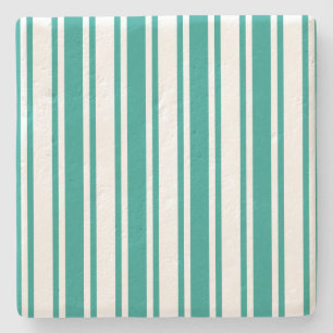 Teal and white candy stripes stone coaster