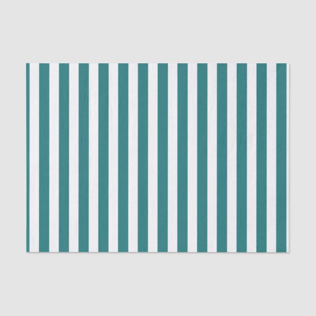 Teal and white candy stripes tissue paper (Front)