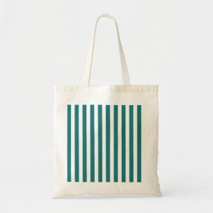 Teal and white candy stripes tote bag