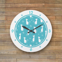 Teal and White Cats Pattern