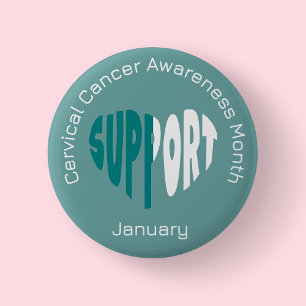 Teal And White Cervical Cancer Awareness Month 2 Inch Round Button