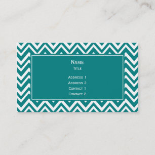 Teal and White Chevron Pattern Business Card