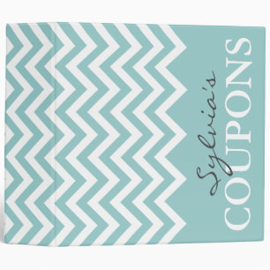 Teal and white chevron pattern coupon binder book
