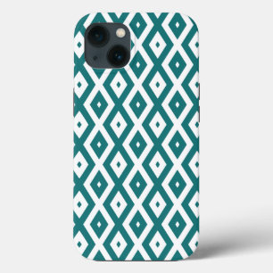 Teal and white diamond pattern Case-Mate iPhone ca 13 Case