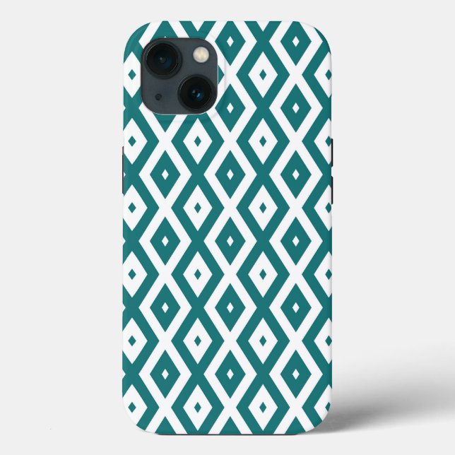 Teal and white diamond pattern Case-Mate iPhone ca Case-Mate iPhone Case (Back)
