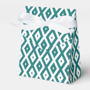 Teal and white diamond pattern favor box