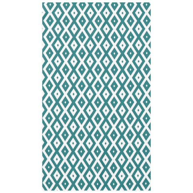 Teal and white diamond pattern tablecloth (Front)