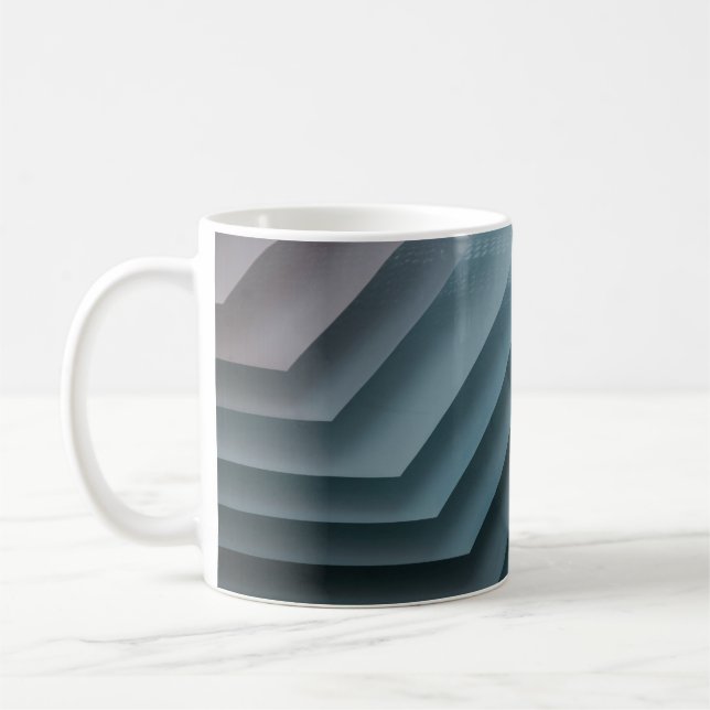 Teal and white digital wallpaper coffee mug (Left)