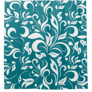 Teal And White Floral Pattern