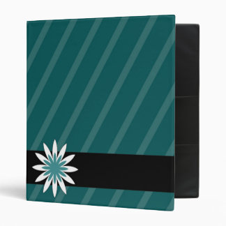 Teal and white flower stripes binder