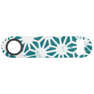 Teal and white geometric pattern bar key