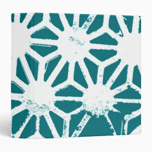 Teal and white geometric pattern binder