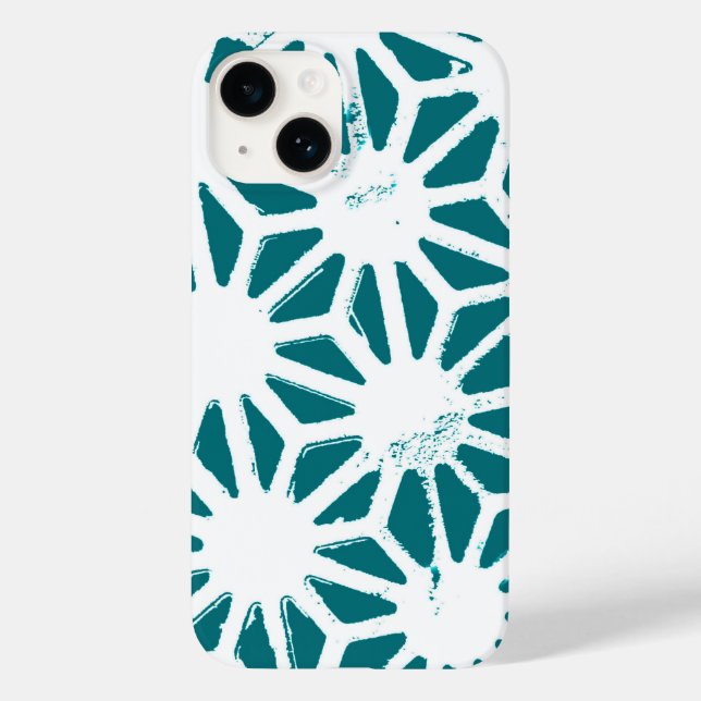 Teal and white geometric pattern Case-Mate iPhone case (Back)
