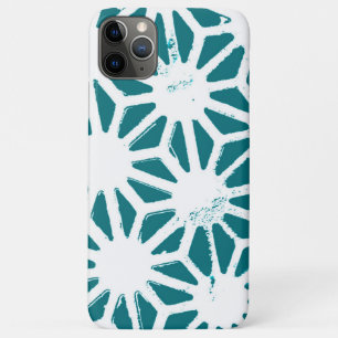 Teal and white geometric pattern iPhone 11 pro max case
