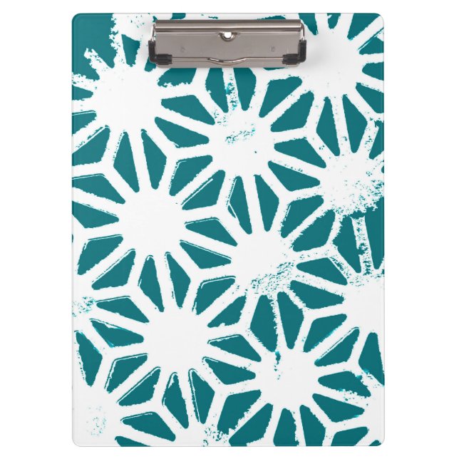 Teal and white geometric pattern clipboard (Front)