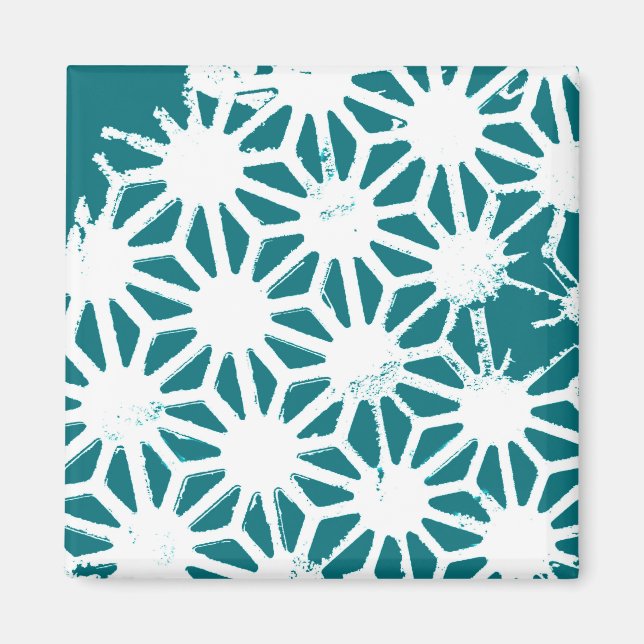 Teal and white geometric pattern magnet (Front)