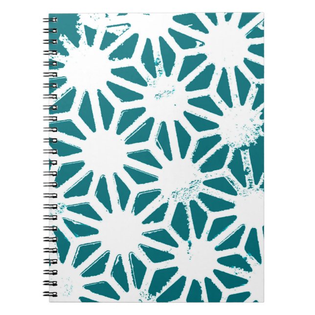 Teal and white geometric pattern notebook (Front)