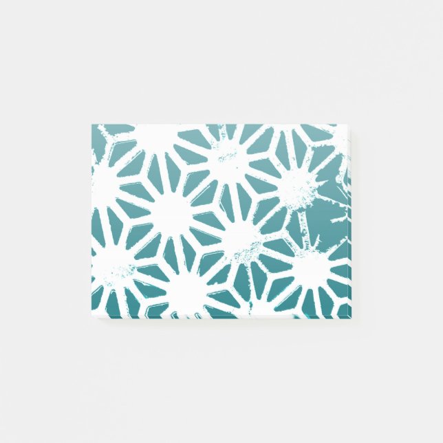 Teal and white geometric pattern post-it notes (Front)