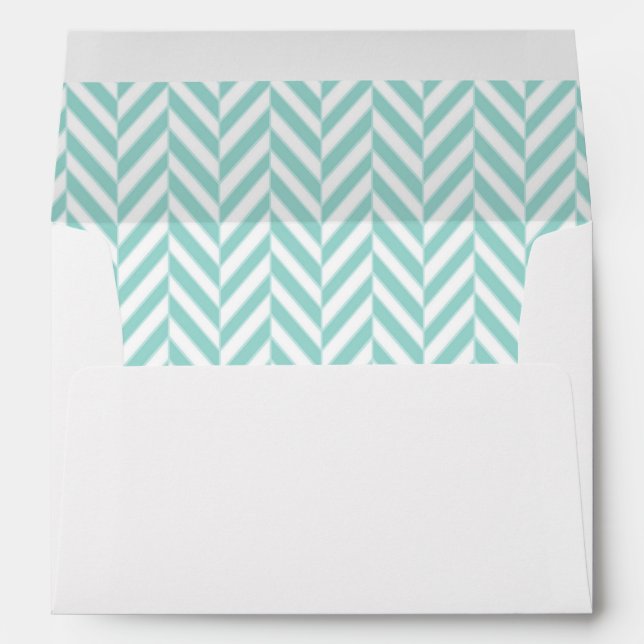 Teal and White Herringbone Lined Envelopes (Back (Bottom))