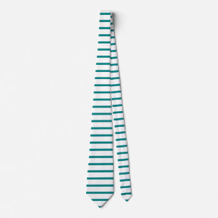 Teal and White Horizontally-Striped Tie