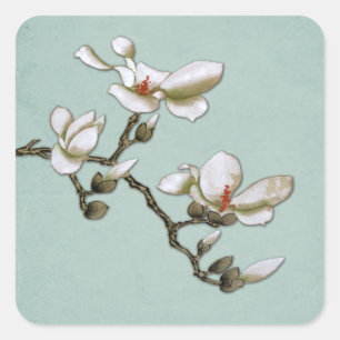 Teal and White Magnolia Envelope Seals