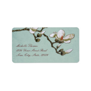 Teal and White Magnolia Return Address Label