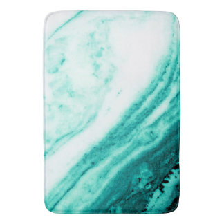 Teal and White Marble  Bath Mat