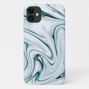 Teal and White Marble Swirl Effect  iPhone 11 Case