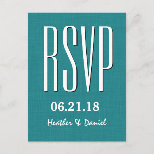 Teal and White Modern RSVP Wedding Response V7 Invitation Postcard
