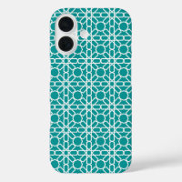 Teal and White Moroccan Zellige Pattern