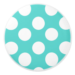 Teal and White Polka Dot Furniture Knob