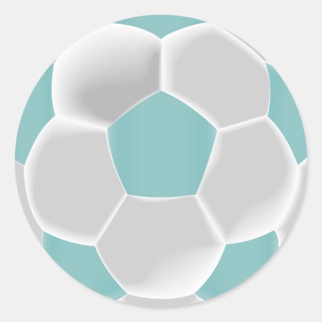 Teal and White Soccer Ball Classic Round Sticker (Front)
