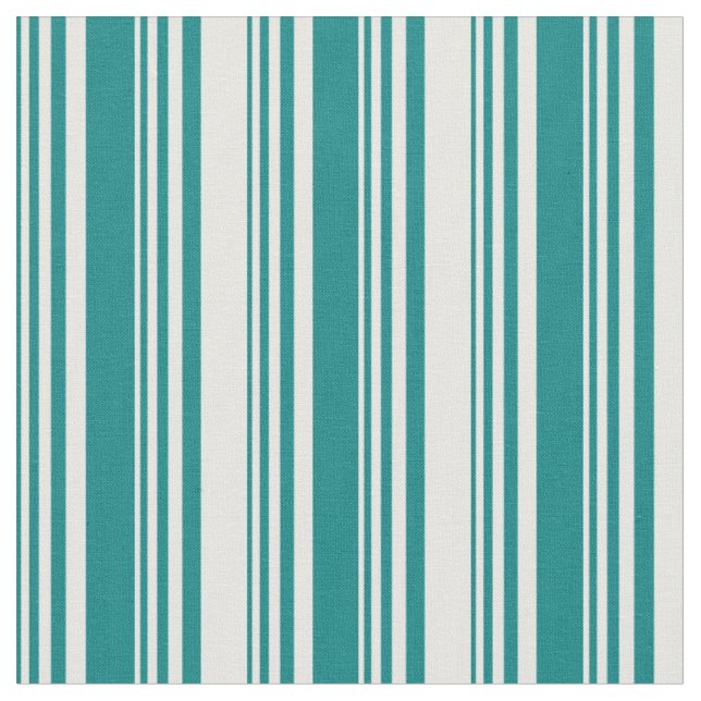 Teal and White Striped/Lined Pattern Fabric (Close Up)