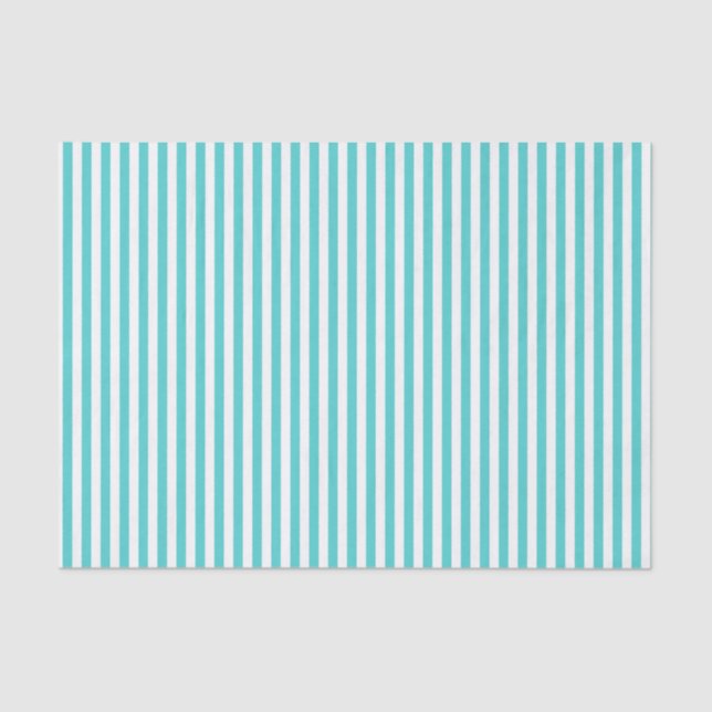 Teal and White Striped Pattern Tissue Paper (Front)