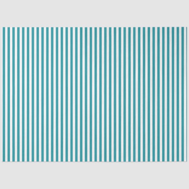 Teal and White Striped Tissue Paper (Front)
