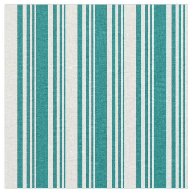 Teal and White Stripes Pattern Fabric (Close Up)