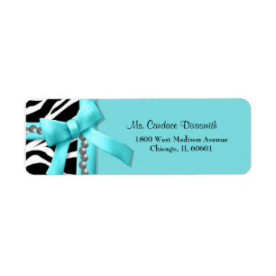 Teal And White Zebra Striped With Silver Pearls