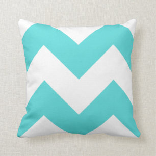 Teal and White Zig Zag Pillow