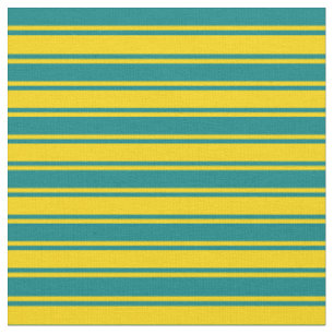 Teal and Yellow Coloured Lines/Stripes Pattern Fabric