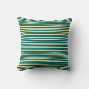 Teal and Yellow Modern Simple Stripes Throw Pillow