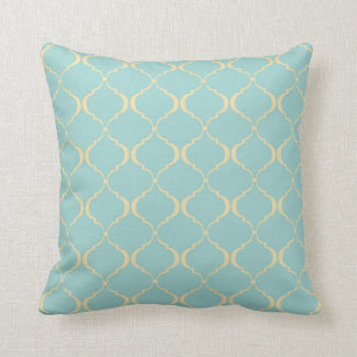 Teal and Yellow Moroccan Pattern Throw Pillow