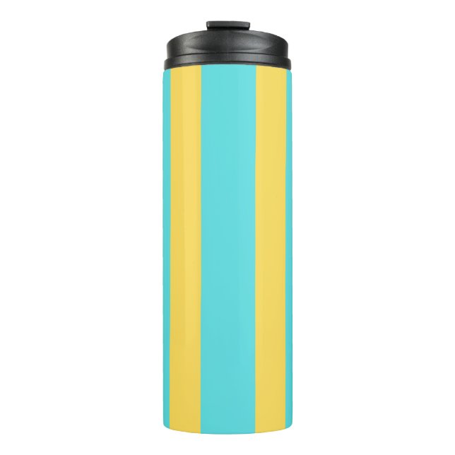 Teal and Yellow Stripes  Thermal Tumbler (Front)