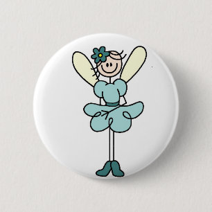 Teal Angel Fairy Button