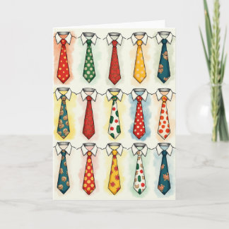 Teal Animal Fathers Day Tie Card