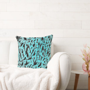 Teal Animal Print Abstract Throw Pillow