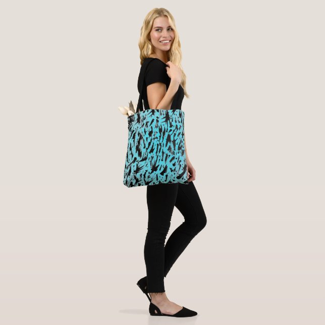 Teal Animal Print Abstract Tote Bag (On Model)